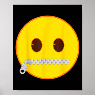 Officiële Emoji Zip Ritssluiting Mond Gele Glimlac Poster