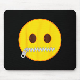 Officiële Emoji Zip Zipper Mond Gele Smile Face  Muismat