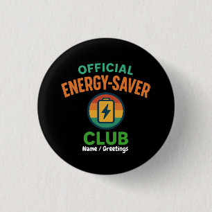 Officiële Energy-Saver Club Retro Batterij Icon Fu Ronde Button 3,2 Cm