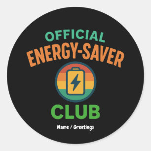 Officiële Energy-Saver Club Retro Batterij Icon Fu Ronde Sticker