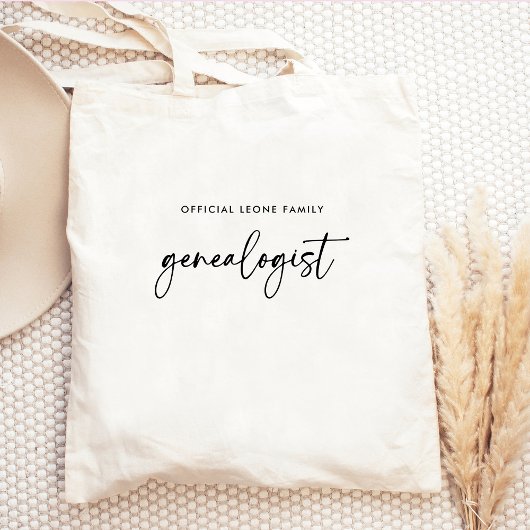 Officiële familie genealoog in script | Stijlvol Tote Bag