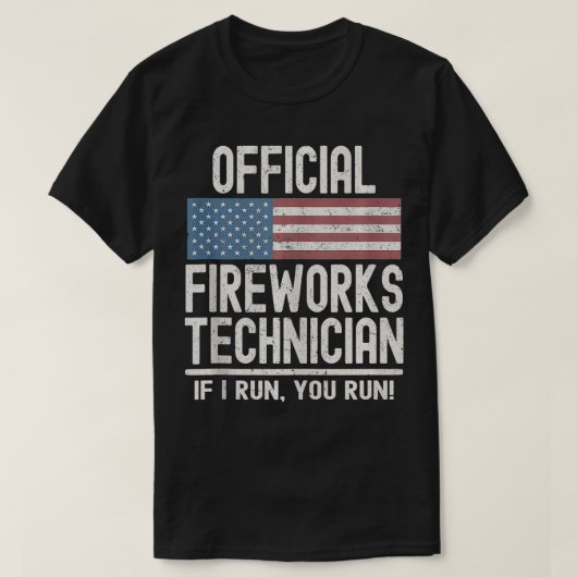 Officiële Fireworks-technicus als ik loop, voert u T-shirt (Design voorkant)
