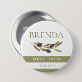 Officiële Food Tester Olive Branch Ronde Button 7,6 Cm (Voorkant /achterkant)