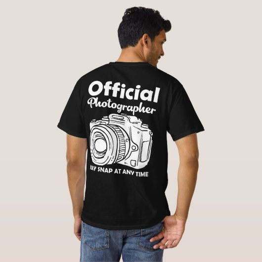 Officiële fotograaf kan te allen tijde magnetisch  t-shirt (Achterkant volledig)