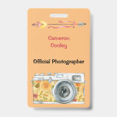 Officiële fotograaf met badge van vintagecamera (Achterkant)