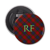 Officiële Fraser Tartan met monogram / initialen Button Flesopener (Voorkant)