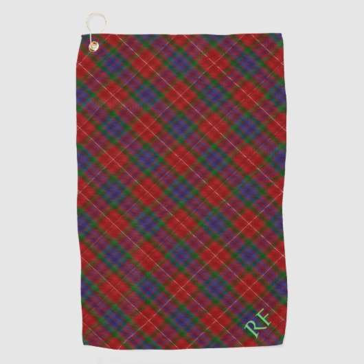 Officiële Fraser Tartan met monogram / initialen Golfhanddoek (Voorkant)