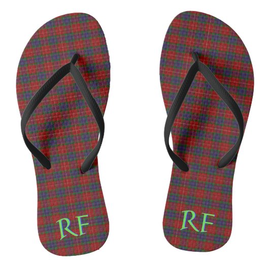 Officiële Fraser Tartan met monogram / initialen Teenslippers (Voetbed)