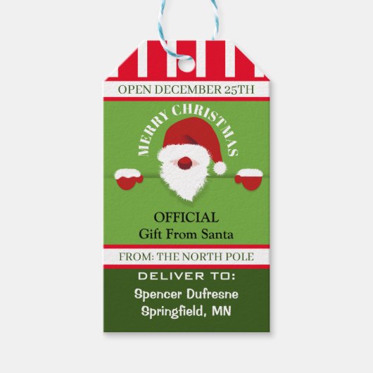 Officiële geschenk van Santa Personalized Cadeaulabel (Voorkant)