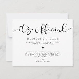 Officiële huwelijksaankondiging na een elopement aankondiging