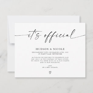 Officiële huwelijksaankondiging na een elopement aankondiging