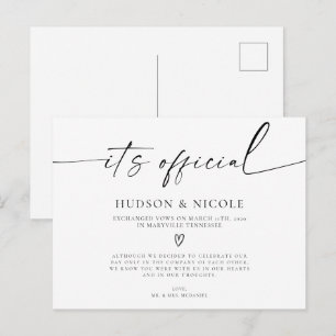 Officiële huwelijksaankondiging na een elopement briefkaart