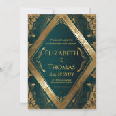 Officiële huwelijksuitnodiging Emerald green en Go Kaart (Voorkant)