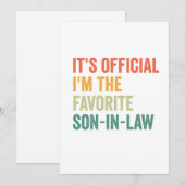 Officiële ik ben de Favoriete zoon in de wet Funny Feestdagenkaart (Voorkant / Achterkant)