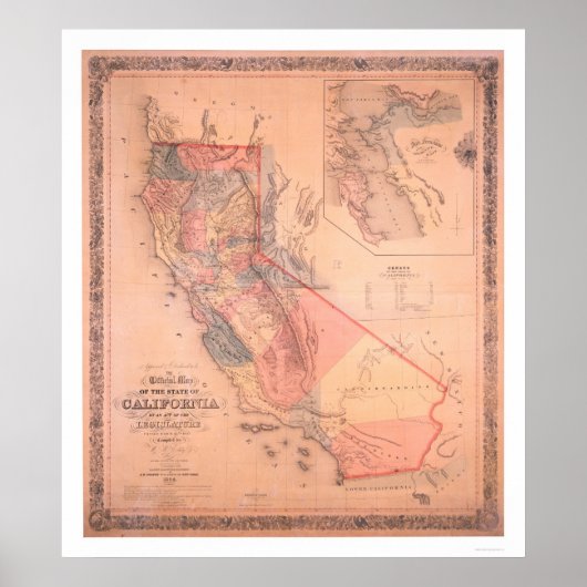 Officiële kaart van Californië Poster (Voorkant)