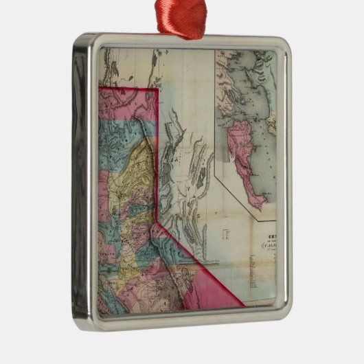 Officiële kaart van de staat Californië Metalen Ornament (Rechts)
