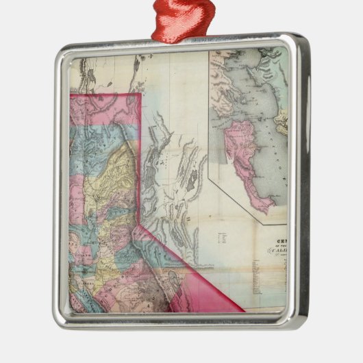 Officiële kaart van de staat Californië Metalen Ornament (Links)