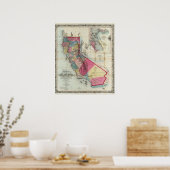 Officiële kaart van de staat Californië Poster (Keuken)
