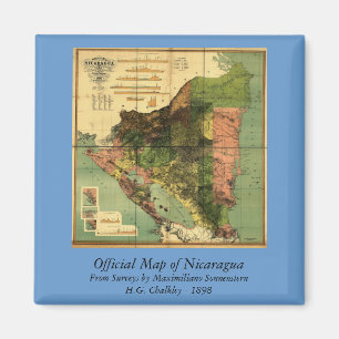 Officiële kaart van Nicaragua 1898 Magneet
