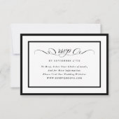 Officiële kalligrafie Black Framed Wedding Website RSVP Kaartje (Voorkant)