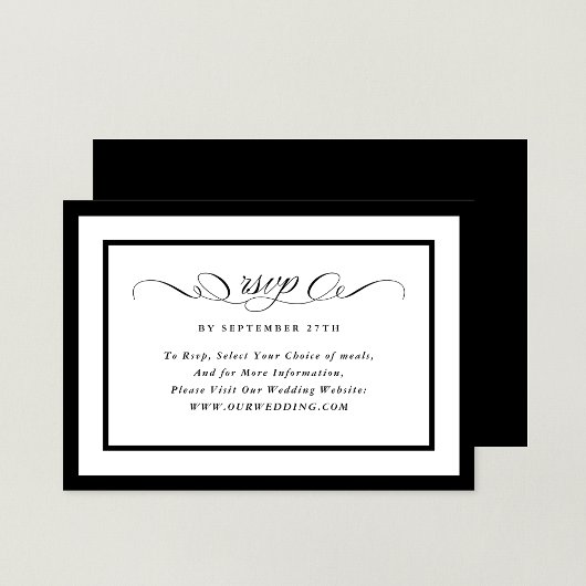 Officiële kalligrafie Black Framed Wedding Website RSVP Kaartje