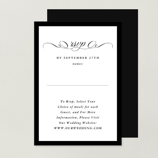 Officiële kalligrafie Black Framed Wedding Website RSVP Kaartje