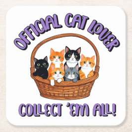 Officiële kattenliefhebber – Verzamel ‘Em All Kartonnen Onderzetters