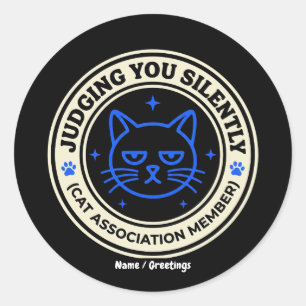 Officiële Kattenvereniging Lid Dat Je Stilzwijgend Ronde Sticker