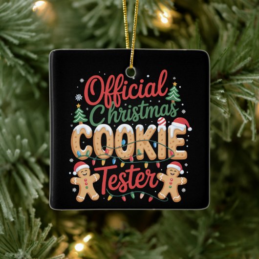 Officiële Kerst Cookie Tester Crew Baking Kerstmis Keramisch Ornament (Boom)