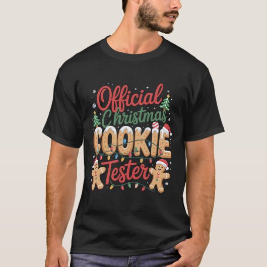 Officiële Kerst Cookie Tester Crew Baking Kerstmis T-shirt (Voorkant)