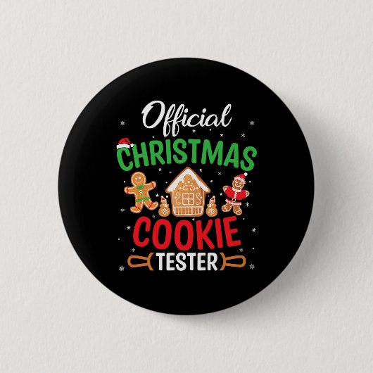 Officiële Kerst Cookie Tester - Grappig Kerstbaki Ronde Button 5,7 Cm (Voorkant)