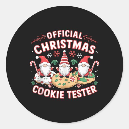 Officiële Kerst Cookie Tester Taster Bakken XMA Ronde Sticker (Voorkant)