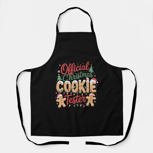 Officiële Kerst Koek Tester Crew Bakken Kerstmis Schort (Voorkant)