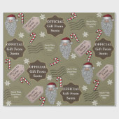 Officiële Kerstman/naam & locatie Cadeaupapier (Vlak)