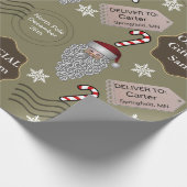 Officiële Kerstman/naam & locatie Cadeaupapier (Hoek)