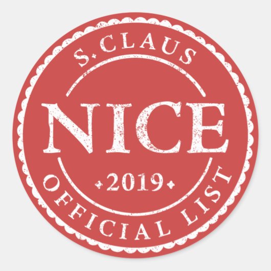 Officiële Kerstman Nice Lijst Vakantie Kerstmis Ronde Sticker (Voorkant)