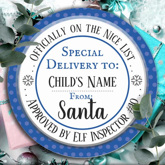 Officiële kerstnaam in de lijst van Nice Ronde Sticker