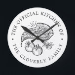 Officiële keuken | Pizza Thmed Ronde Klok<br><div class="desc">A funny yet classiy custom wall clock tailored to your family kitchen. Use the customization functions to control the text size,  font,  and other options. Have fun being creative and making it your own.</div>