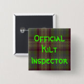 "Officiële Kilt Inspector" Vierkante Button 5,1 Cm (Voorkant /achterkant)