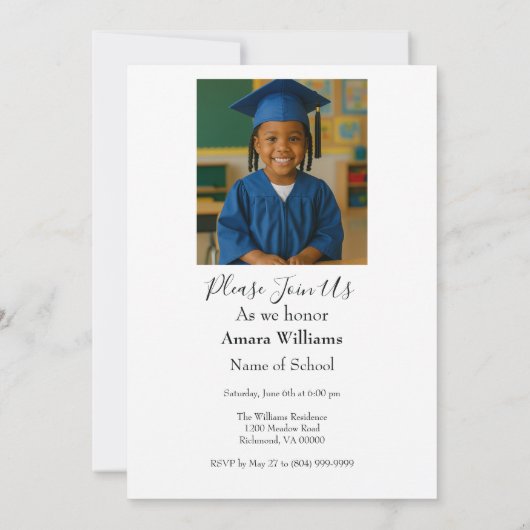 Officiële kleuterschool Afstuderen Foto Kaart (Achterkant)