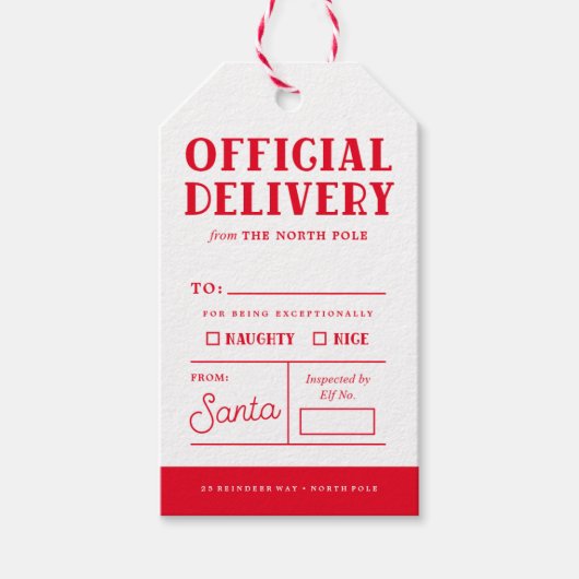 Officiële levering North Pole Holiday Gift Labels Cadeaulabel (Voorkant)