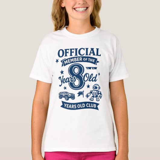 Officiële lid van 8 Years Old Club - 8e verjaardag T-shirt (Voorkant)