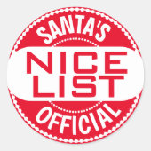 Officiële lijst van Nice voor de kerstman | Vreemd Ronde Sticker (Voorkant)