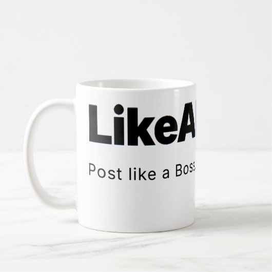 Officiële LikeABoss.fun Minimalistische Logo Mok (Links)