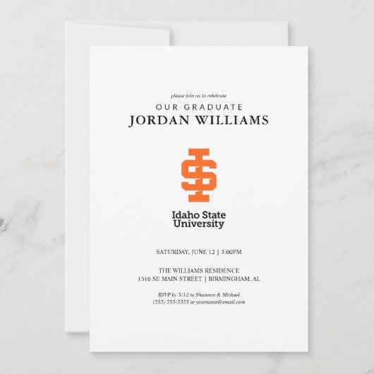 Officiële logo-ontwerp van Idaho State University Aankondiging (Voorkant)