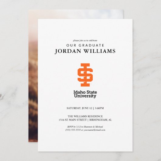 Officiële logo-ontwerp van Idaho State University Aankondiging (Voorkant / Achterkant)