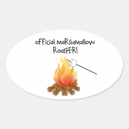 Officiële Marshmallow Roaster Ovale Sticker (Voorkant)