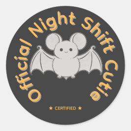 Officiële Nachtploeg Schatje Cute Vleermuis Hallow Ronde Sticker