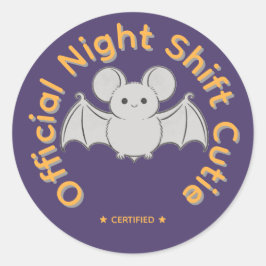 Officiële Nachtploeg Schatje Cute Vleermuis Hallow Ronde Sticker