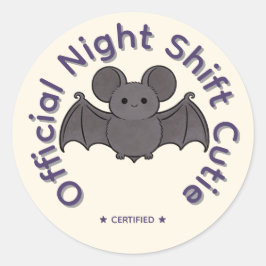 Officiële Nachtploeg Schatje Cute Vleermuis Hallow Ronde Sticker